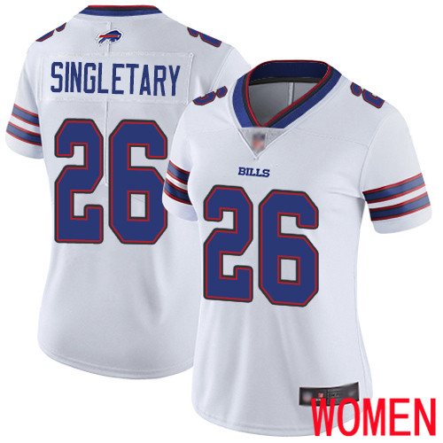 Women Buffalo Bills #26 Devin Singletary White Vapor Untouchable Limited Player NFL Jersey->women nfl jersey->Women Jersey